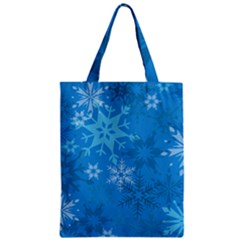 Snowflakes Cool Blue Star Zipper Classic Tote Bag by Mariart