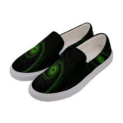 Space Green Hypnotizing Tunnel Animation Hole Polka Green Women s Canvas Slip Ons