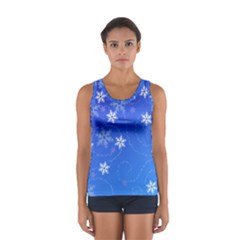 Winter Blue Snowflakes Rain Cool Sport Tank Top  by Mariart