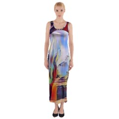 Abstract Tunnel Fitted Maxi Dress