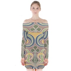 Art Nouveau Long Sleeve Off Shoulder Dress by NouveauDesign