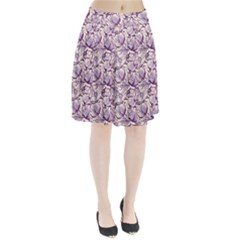 Vegetable Cabbage Purple Flower Pleated Skirt by Mariart
