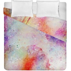 Watercolor Galaxy Purple Pattern Duvet Cover Double Side (king Size) by paulaoliveiradesign