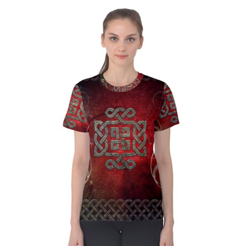 The Celtic Knot With Floral Elements Women s Cotton Tee by FantasyWorld7