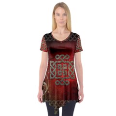 The Celtic Knot With Floral Elements Short Sleeve Tunic  by FantasyWorld7