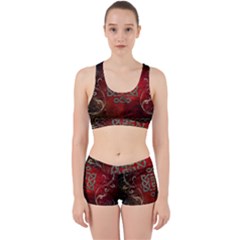 The Celtic Knot With Floral Elements Work It Out Sports Bra Set by FantasyWorld7