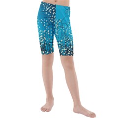 Flower Back Leaf River Blue Star Kids  Mid Length Swim Shorts by Mariart