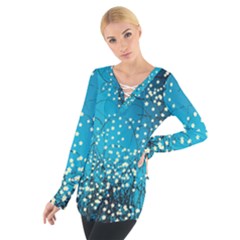 Flower Back Leaf River Blue Star Tie Up Tee by Mariart
