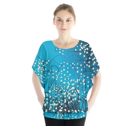 Flower Back Leaf River Blue Star Blouse by Mariart