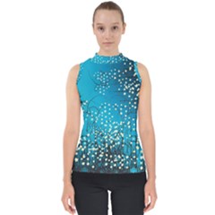 Flower Back Leaf River Blue Star Shell Top by Mariart