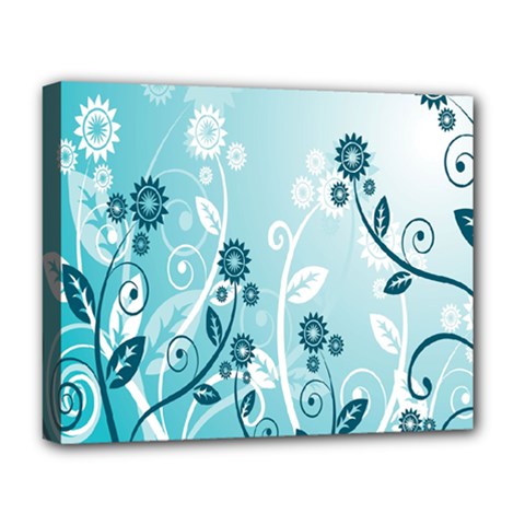 Flower Blue River Star Sunflower Deluxe Canvas 20  X 16   by Mariart