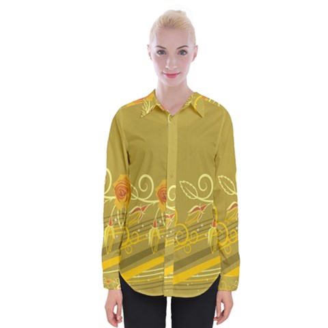 Flower Floral Yellow Sunflower Star Leaf Line Gold Womens Long Sleeve Shirt by Mariart