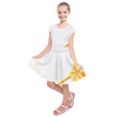 Flower Floral Yellow Sunflower Star Leaf Line Kids  Short Sleeve Dress by Mariart