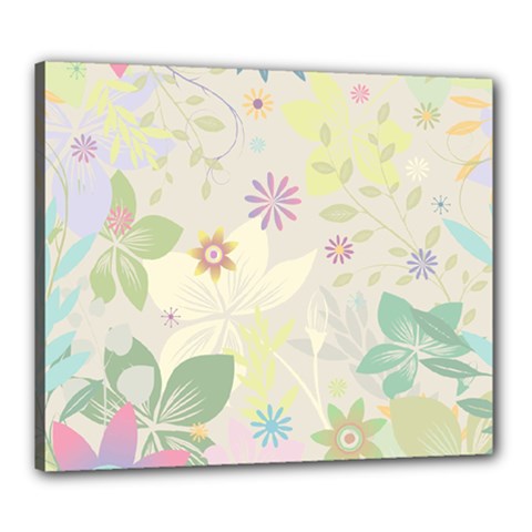 Flower Rainbow Star Floral Sexy Purple Green Yellow White Rose Canvas 24  X 20  by Mariart