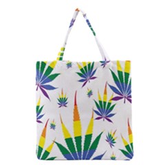 Marijuana Cannabis Rainbow Love Green Yellow Red White Leaf Grocery Tote Bag by Mariart