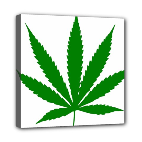Marijuana Weed Drugs Neon Cannabis Green Leaf Sign Mini Canvas 8  X 8  by Mariart