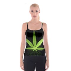 Marijuana Weed Drugs Neon Green Black Light Spaghetti Strap Top by Mariart