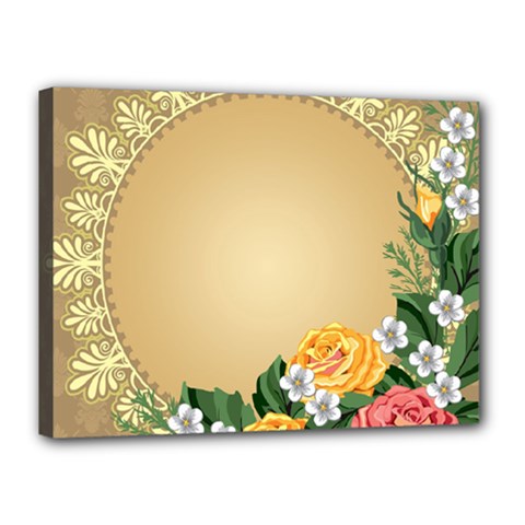 Rose Sunflower Star Floral Flower Frame Green Leaf Canvas 16  X 12  by Mariart