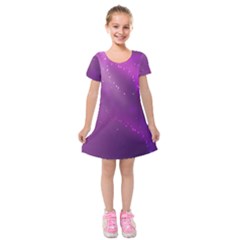 Space Star Planet Galaxy Purple Kids  Short Sleeve Velvet Dress by Mariart