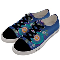 Flower Blue Floral Sunflower Star Polka Dots Sexy Men s Low Top Canvas Sneakers by Mariart