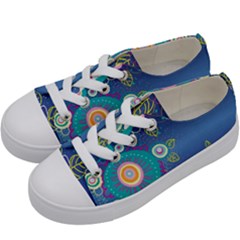 Flower Blue Floral Sunflower Star Polka Dots Sexy Kids  Low Top Canvas Sneakers by Mariart