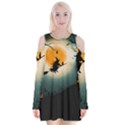 Halloween landscape Velvet Long Sleeve Shoulder Cutout Dress View1