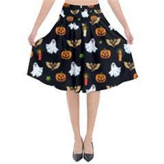 Halloween Pattern Flared Midi Skirt by Valentinaart