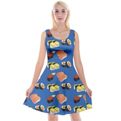 Sushi Pattern Reversible Velvet Sleeveless Dress by Valentinaart