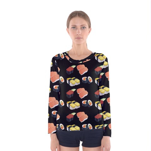 Sushi Pattern Women s Long Sleeve Tee by Valentinaart