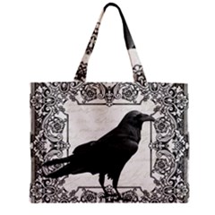 Vintage Halloween Raven Mini Tote Bag by Valentinaart