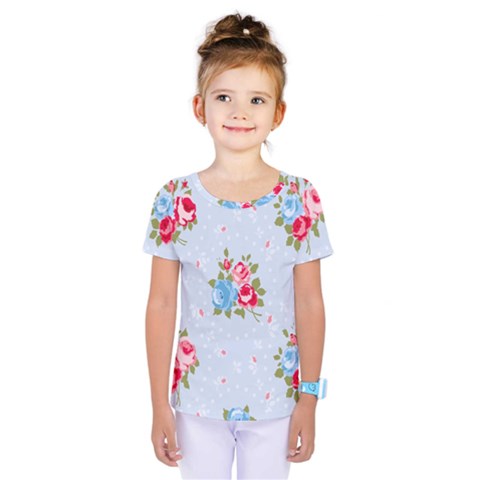 Cute Shabby Chic Floral Pattern Kids  One Piece Tee by NouveauDesign