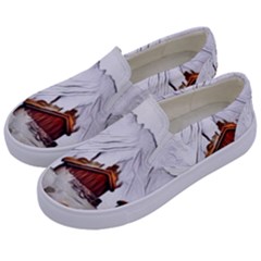 French Coffee Style Abstract Art Kids  Canvas Slip Ons by NouveauDesign