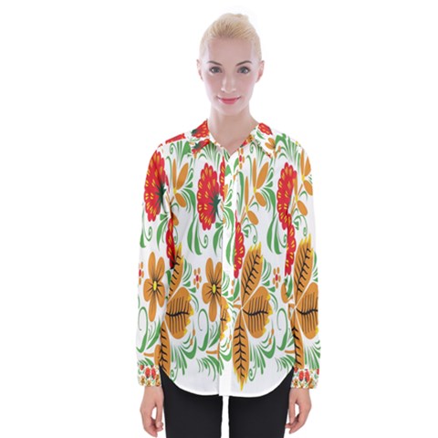 Flower Floral Red Yellow Leaf Green Sexy Summer Womens Long Sleeve Shirt by Mariart