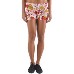 Wreaths Flower Floral Sexy Red Sunflower Star Rose Yoga Shorts by Mariart