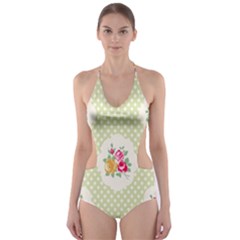 Green Shabby Chic Cut-out One Piece Swimsuit by NouveauDesign