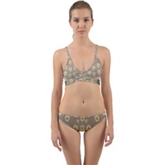 Star Fall Of Fantasy Flowers On Pearl Lace Wrap Around Bikini Set by pepitasart