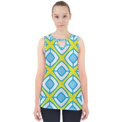 Blue Rhombus Pattern                                Cut Out Tank Top by LalyLauraFLM