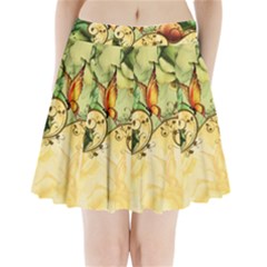 Wonderful Flowers With Butterflies, Colorful Design Pleated Mini Skirt by FantasyWorld7