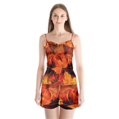 Ablaze With Beautiful Fractal Fall Colors Satin Pajamas Set by jayaprime
