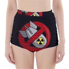 No Nuclear Weapons High-waisted Bikini Bottoms by Valentinaart