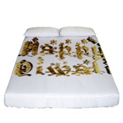 Happy Diwali Gold Golden Stars Star Festival Of Lights Deepavali Typography Fitted Sheet (queen Size) by yoursparklingshop