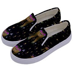 Queen In The Darkest Of Nights Kids  Canvas Slip Ons by pepitasart