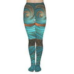 Beautiful Leather & Blue Turquoise Fractal Jewelry Women s Tights by jayaprime