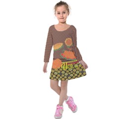 Brown Smoked Thanksgiving Turkeys Kids  Long Sleeve Velvet Dress by PattyVilleDesigns