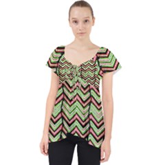 Zig Zag Multicolored Ethnic Pattern Lace Front Dolly Top by dflcprintsclothing