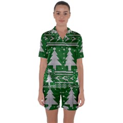 Ugly Christmas Sweater Satin Short Sleeve Pyjamas Set by Valentinaart