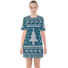 Ugly Christmas Sweater Sixties Short Sleeve Mini Dress by Valentinaart