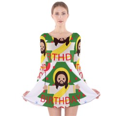 Jesus - Christmas Long Sleeve Velvet Skater Dress by Valentinaart