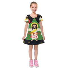 Jesus - Christmas Kids  Short Sleeve Velvet Dress by Valentinaart