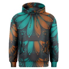 Beautiful Teal And Orange Paisley Fractal Feathers Men s Pullover Hoodie by jayaprime